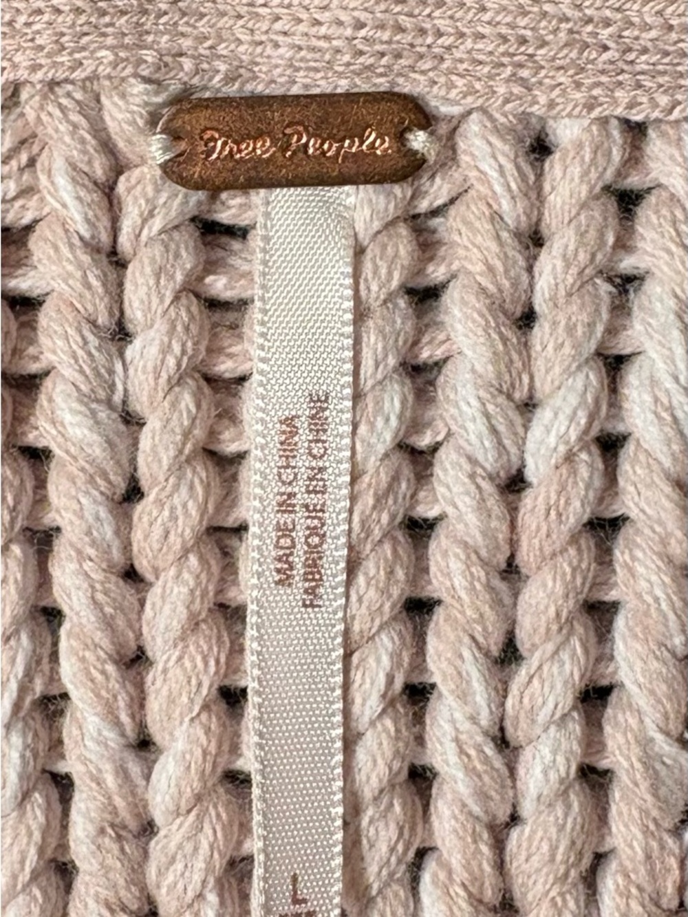 Free People Chunky Cable Knit Long Open-Front Cardigan - Light Pink - Picture 3 of 8